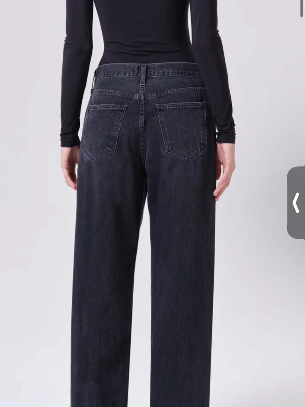 Agolde Black Washed High-Rise Straight Leg Jeans in Recess - Picture 2 of 7